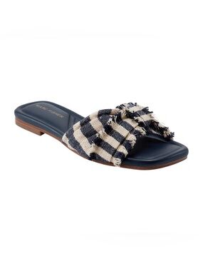 Marc Fisher Dark Blue Stripe Slide Sandals Bow Slip-On Women's US 7.5 NWB